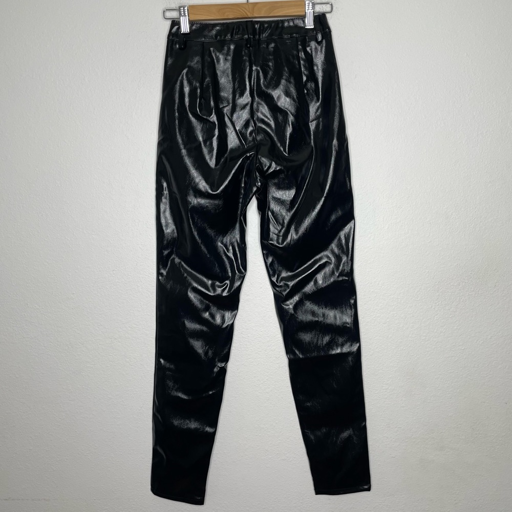 I.AM.GIA Nikole Black‎ Faux Leather Exposed Front Zip PVC Skinny Straight Pants - Picture 10 of 12